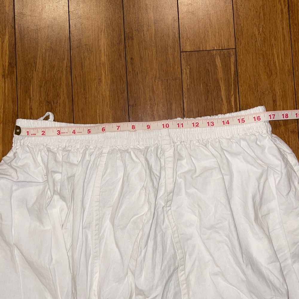 White Drawstring Wide Leg Pants - Picture 6 of 7